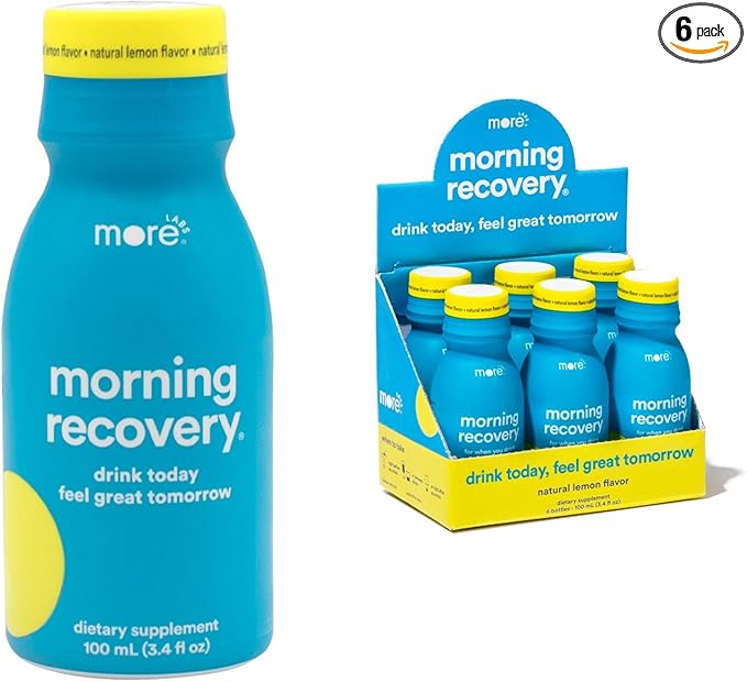 Morning Recovery Electrolyte, Milk Thistle Drink Proprietary Formulation to Hydrate While Drinking, Highly Soluble Liquid DHM, Non GMO, Vegan, Gluten-Free, Original Lemon, Pack of 6