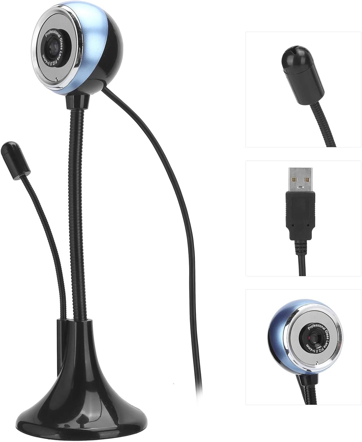 VBESTLIFE 360 High Definition mini Webcam, USB rotatable Micro Webcam, HD PC Camera, with Microphone, rotated Degrees