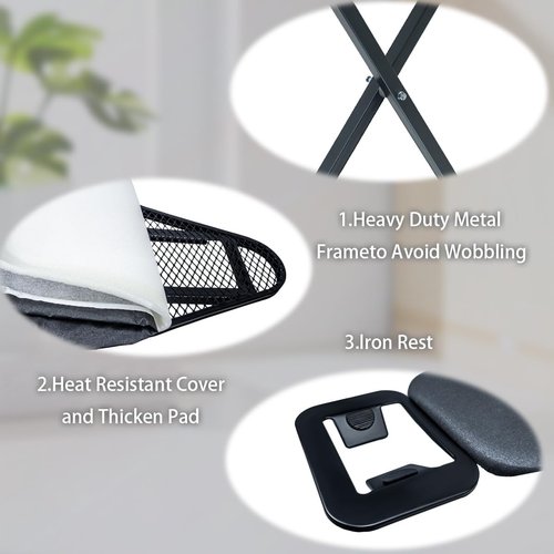 Duwee Ironing Board - 12"x36" Compact Design with Heat Resistant Cover & Thick Felt Pad - Black