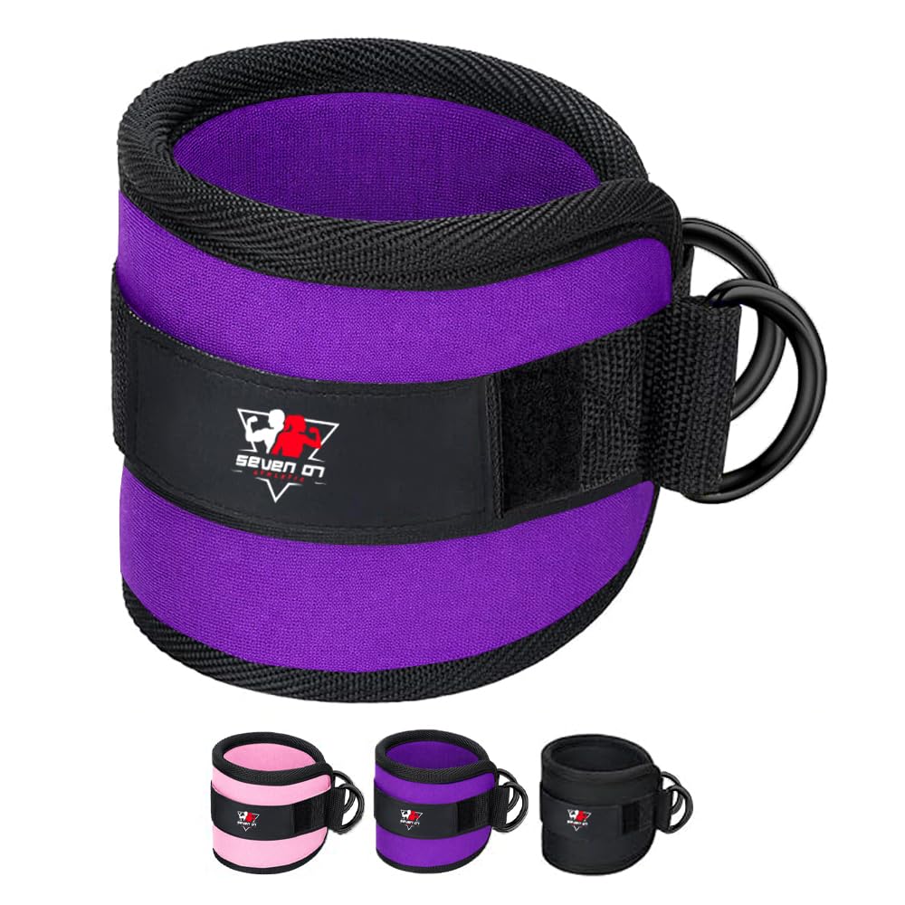 Ankle Straps for Cable Machines, Adjustable Comfort Ankle Cable Attachments for Women & Men, Glute Kickback Ankle Strap for Workout Gym Ankle Cuff Neoprene Padded Durable lifting Straps (Purple)