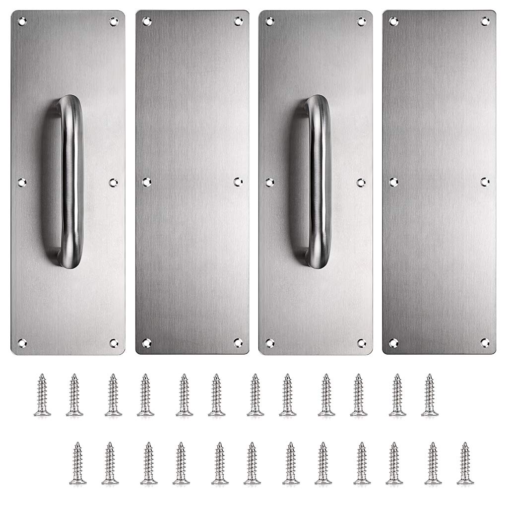 Sumnacon 2 Set 12" Stainess Steel Door Handle Pull & Push Plate - Heavy Duty Gate Handle Bar for Home/Office/Warehouse/Public, Suitable of Wooden/Composite Door with Screws, Brushed