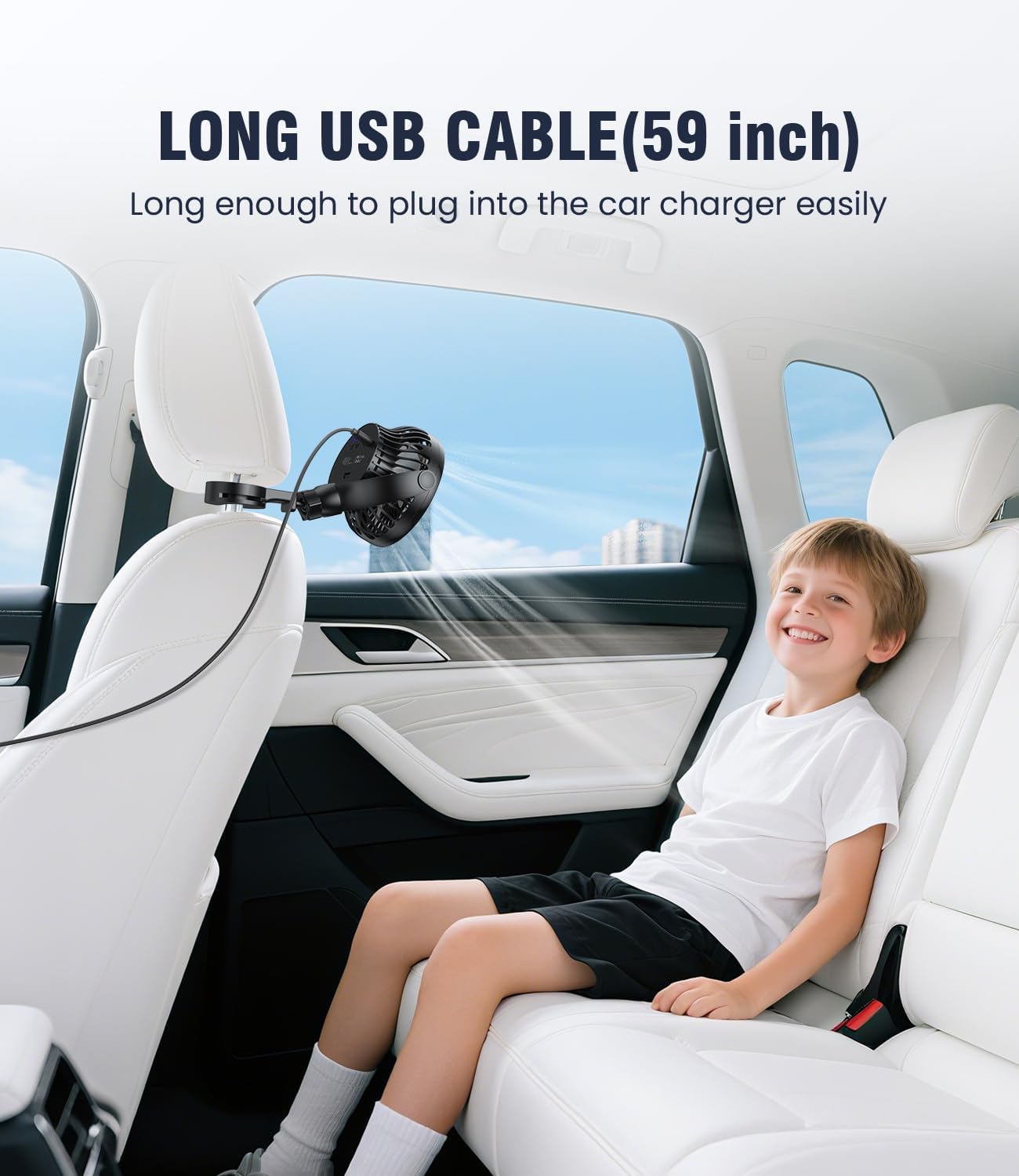 4 Speed,360 Backseat,5V LEMOISTAR Battery Operated USB Car Fan, Electric Cooling Fan, Degree Rotatable Cooling Air