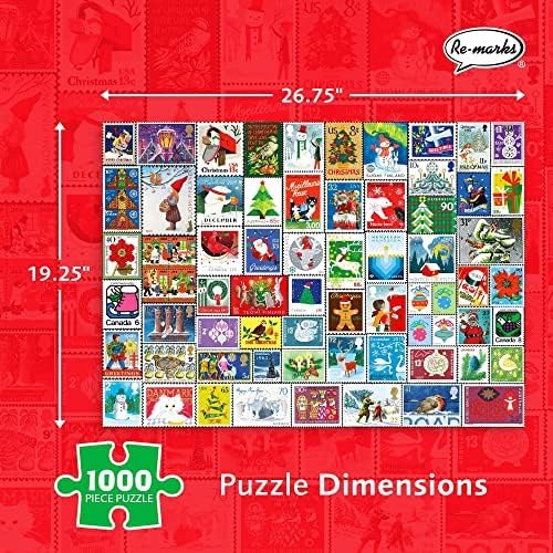 Re-Marks 1000-Piece Christmas Collage Puzzle - 26.75 x 19.25 Inches, Berry Design for All Ages