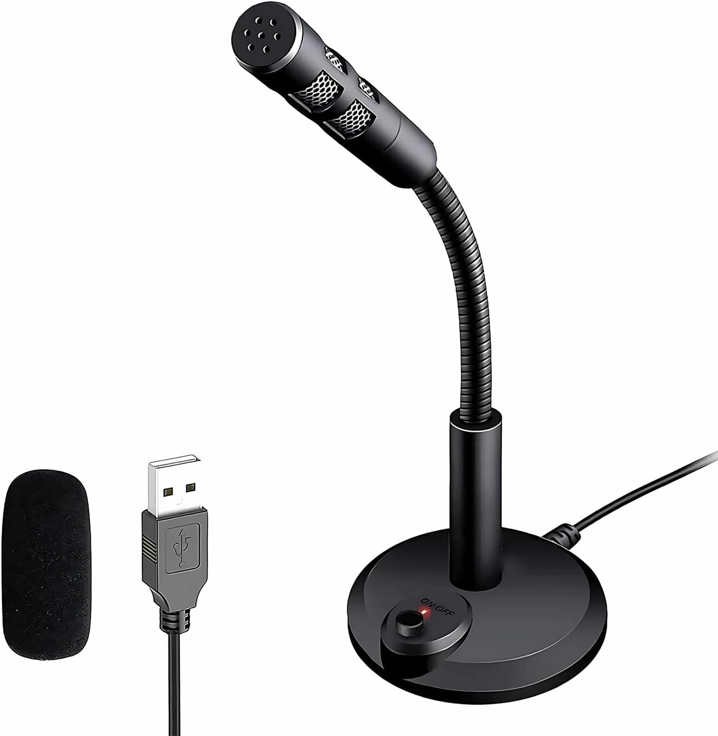 Blapsuro USB Computer Microphone,Plug and Play Desktop PC Laptop Microphone with Mute Button and LED Indicator