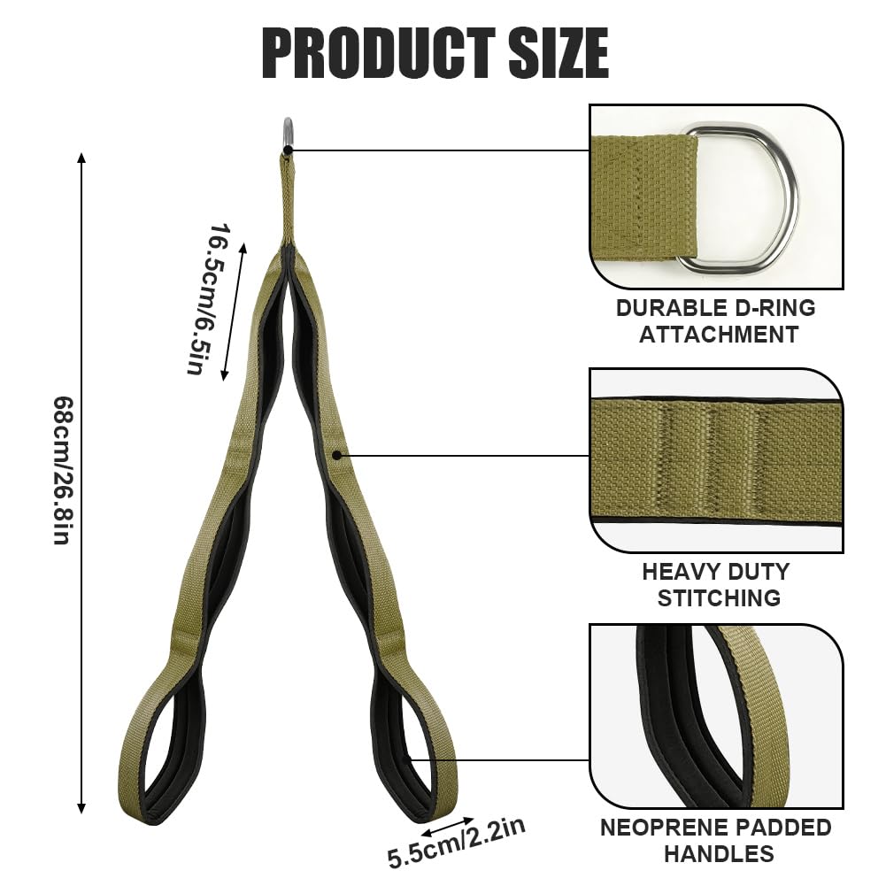 AOOSA Tricep Rope Cable Attachment, Heavy Duty Rope for Push Downs, Cable Overhead Presses with 3 Lengths of Handles, Multi Gym Accessory for Face Pulls, Overhead Press, Full-Body Exercises