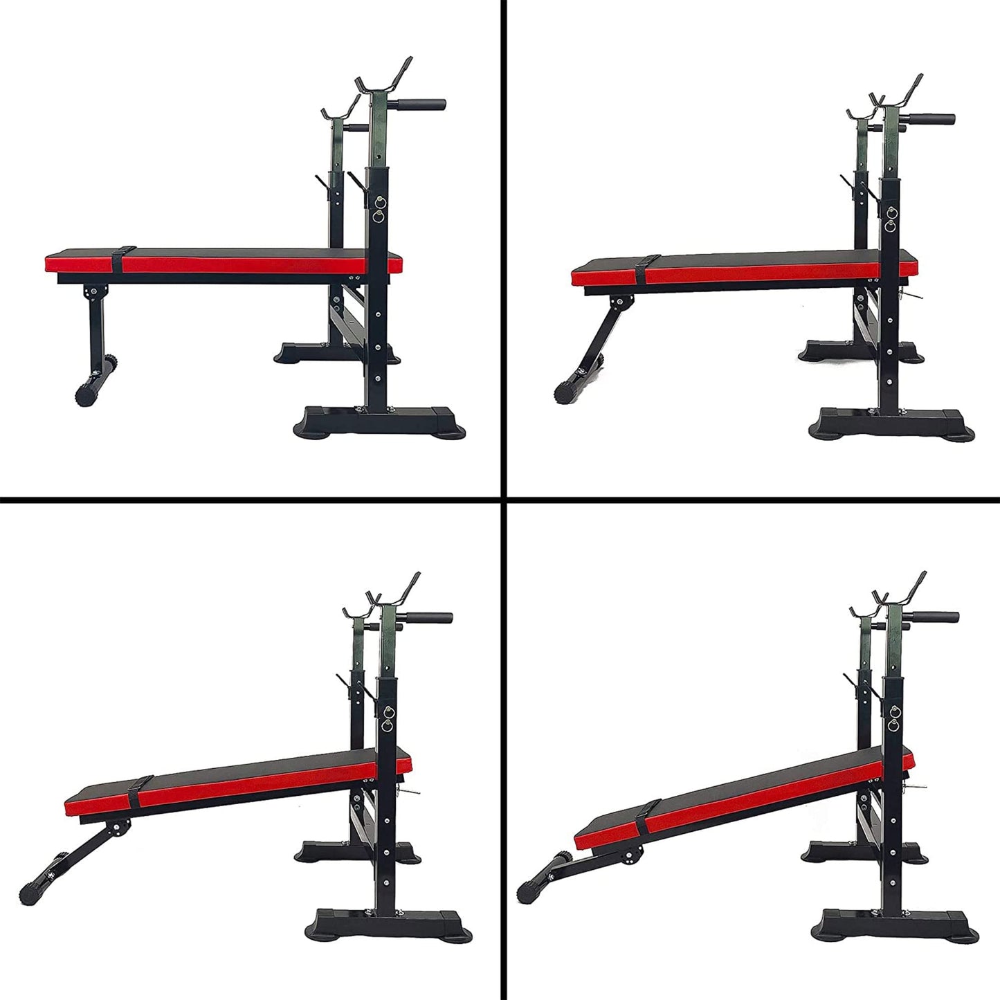 BalanceFrom Steel Weight Bench with Squat Rack, Adjustable Seat, and Recliner – Foldable Home Gym Equipment with 6-Position Barbell Holder and Leg Developer, 400 Pound User Capacity