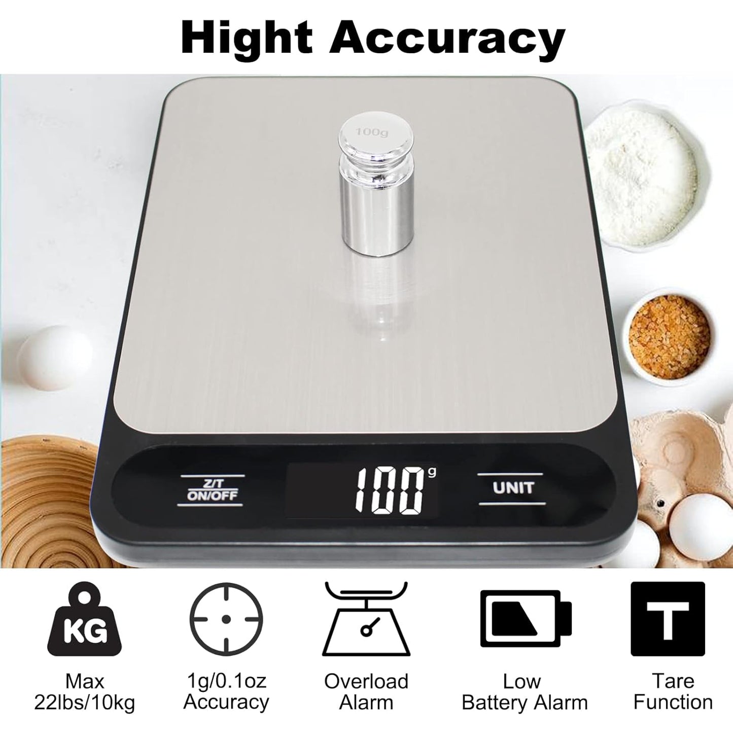 Skiennix Digital Kitchen Scale - 10kg/22lb Capacity for Accurate Grams & Ounces Measurement