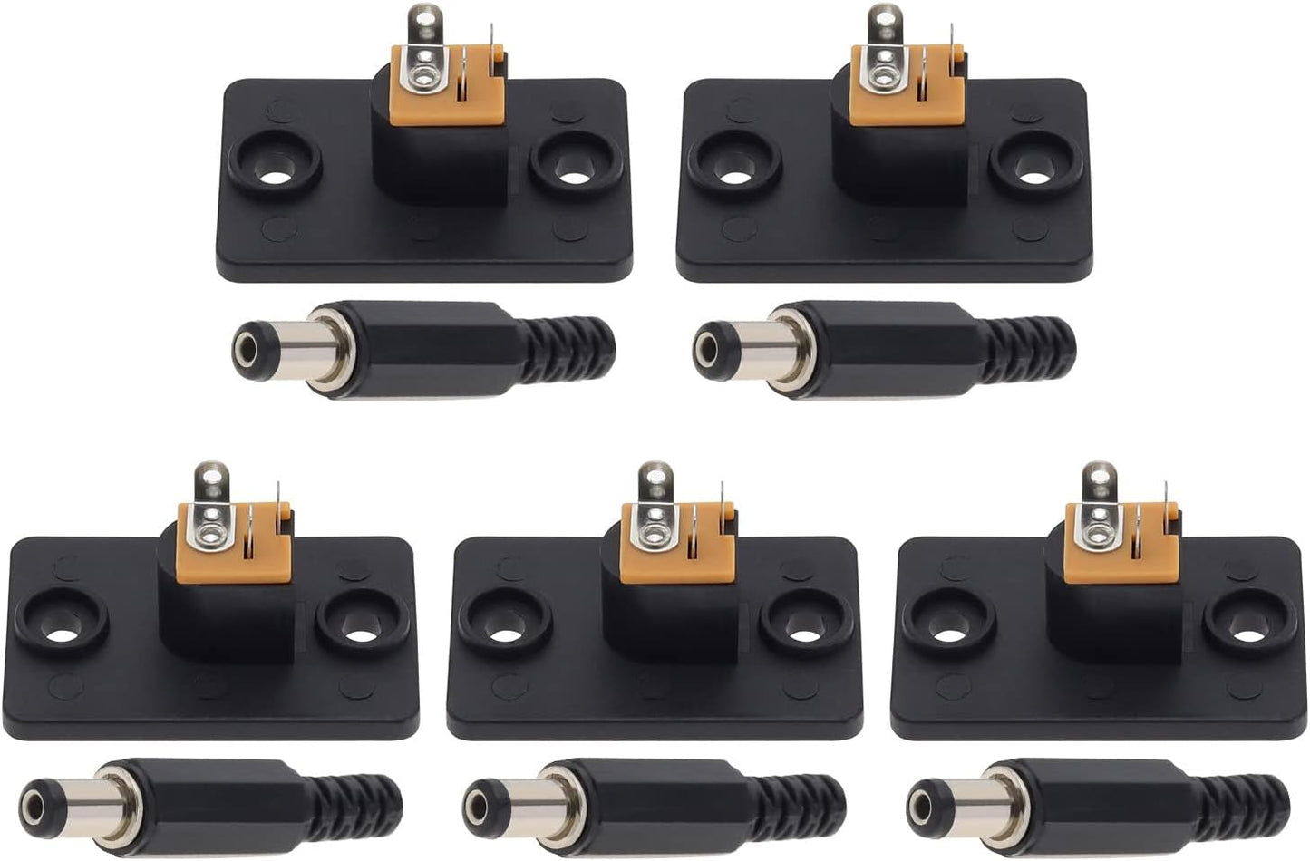 Micro Traders 5 5.5mmx2.1mm Pairs Male Jack & Female Socket Panel Mount Barrel Jack Plug DC Socket Plug for Recorders