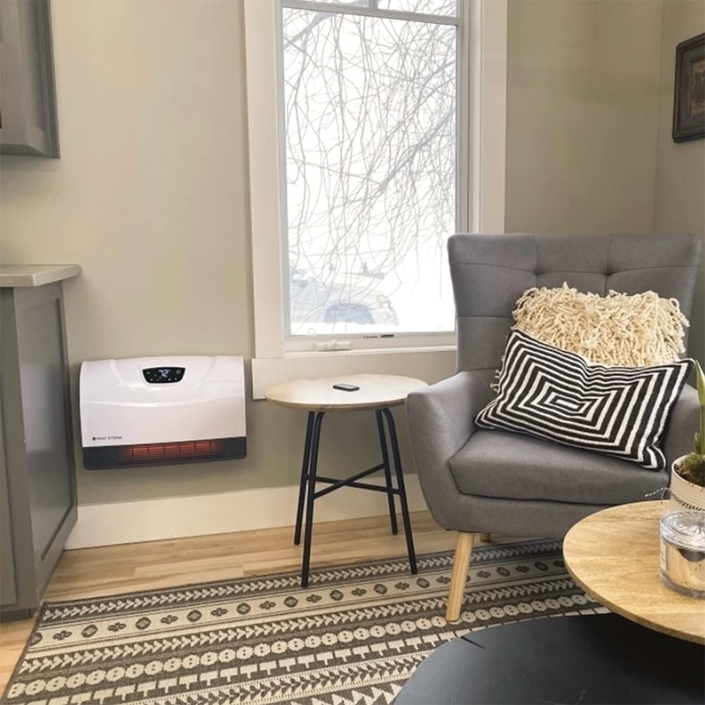 Heat Storm Phoenix Infrared Space Heater with Attachable Feet, Remote Control, Energy Efficient-750-1500 Watts, White Floor or Wall - HS-1500-PHX