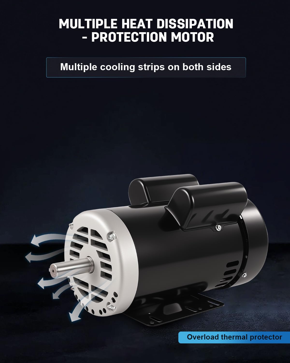 5 HP Air CompressorMotor, 230V Electric Motor 3450 RPM, CCW/CW Single Phase Motor, 56HZ Frame 7/8" Keyed Shaft