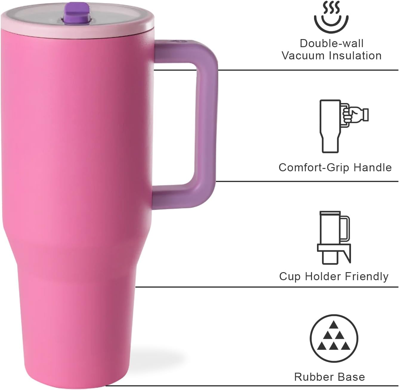 Skiennix 32 oz Tumbler with Handle - Leak Resistant Insulated Water Bottle | Pink Sugar, Perfect for Travel