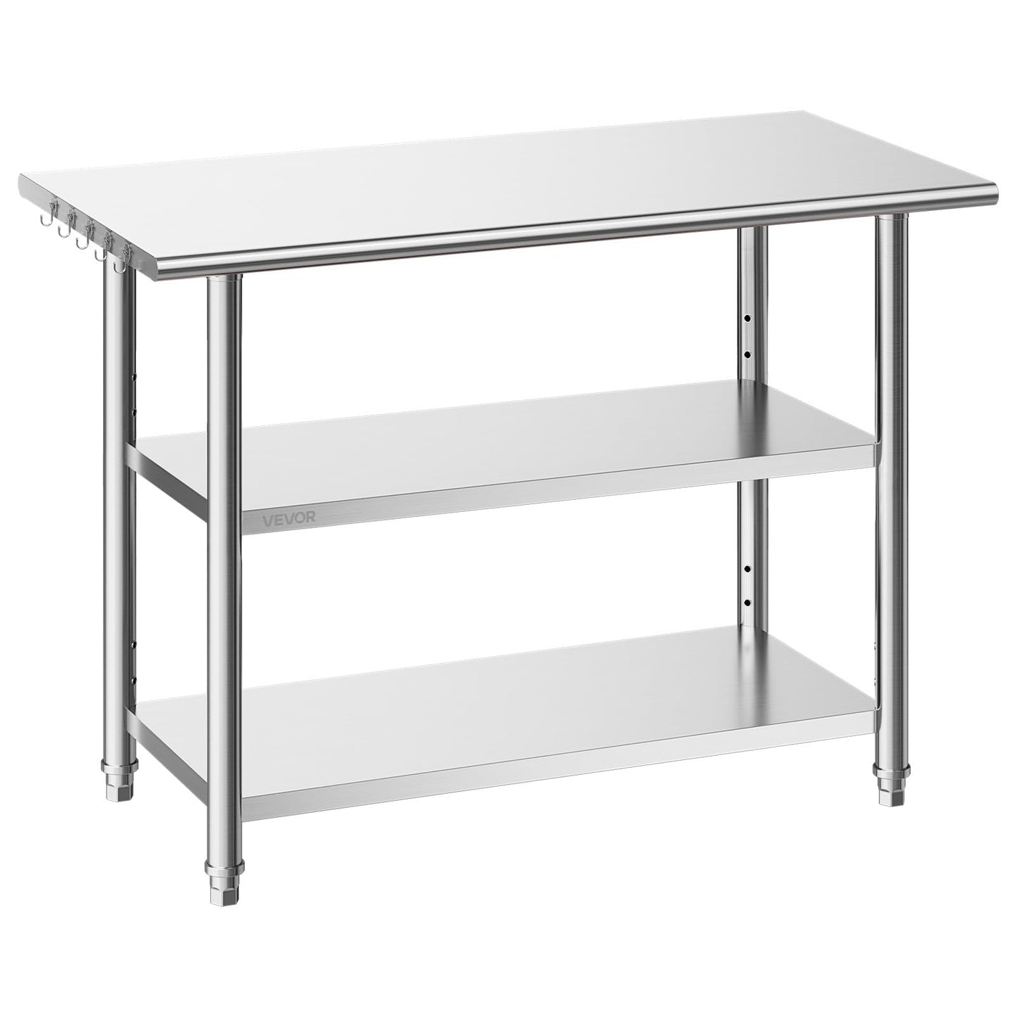 VEVOR Stainless Steel Work Table, 24x48 Inch Food Prep Table with 2 Shelves, Commercial Kitchen Workstation, Metal Heavy Duty Utility Worktable, for Restaurant Home Hotel Garage Outdoor