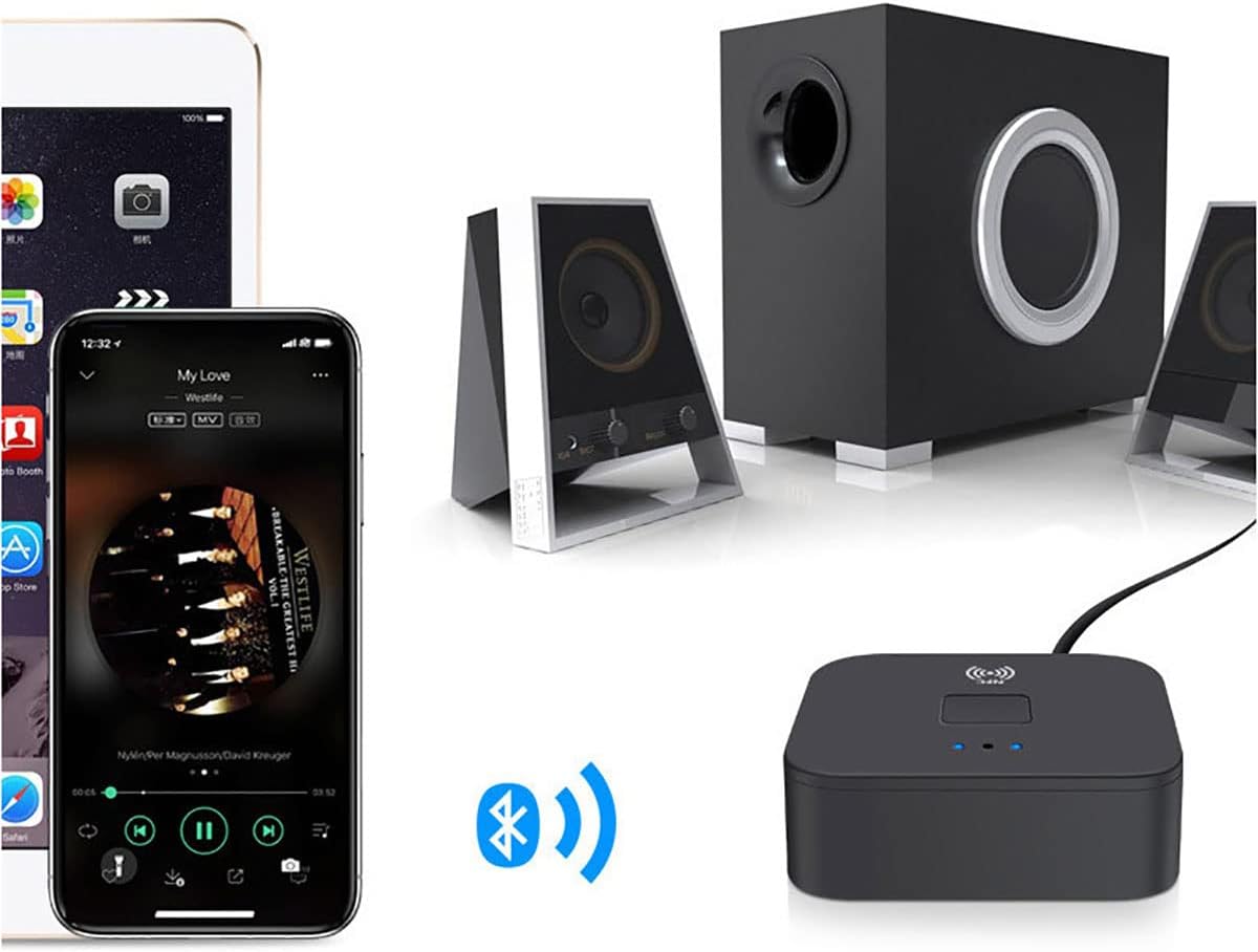 WenffbBou 5.0 3.5mm Bluetooth Audio Receiver, AUX RCA Wireless Bluetooth Audio Adapter for Home Stereo Car Stereo