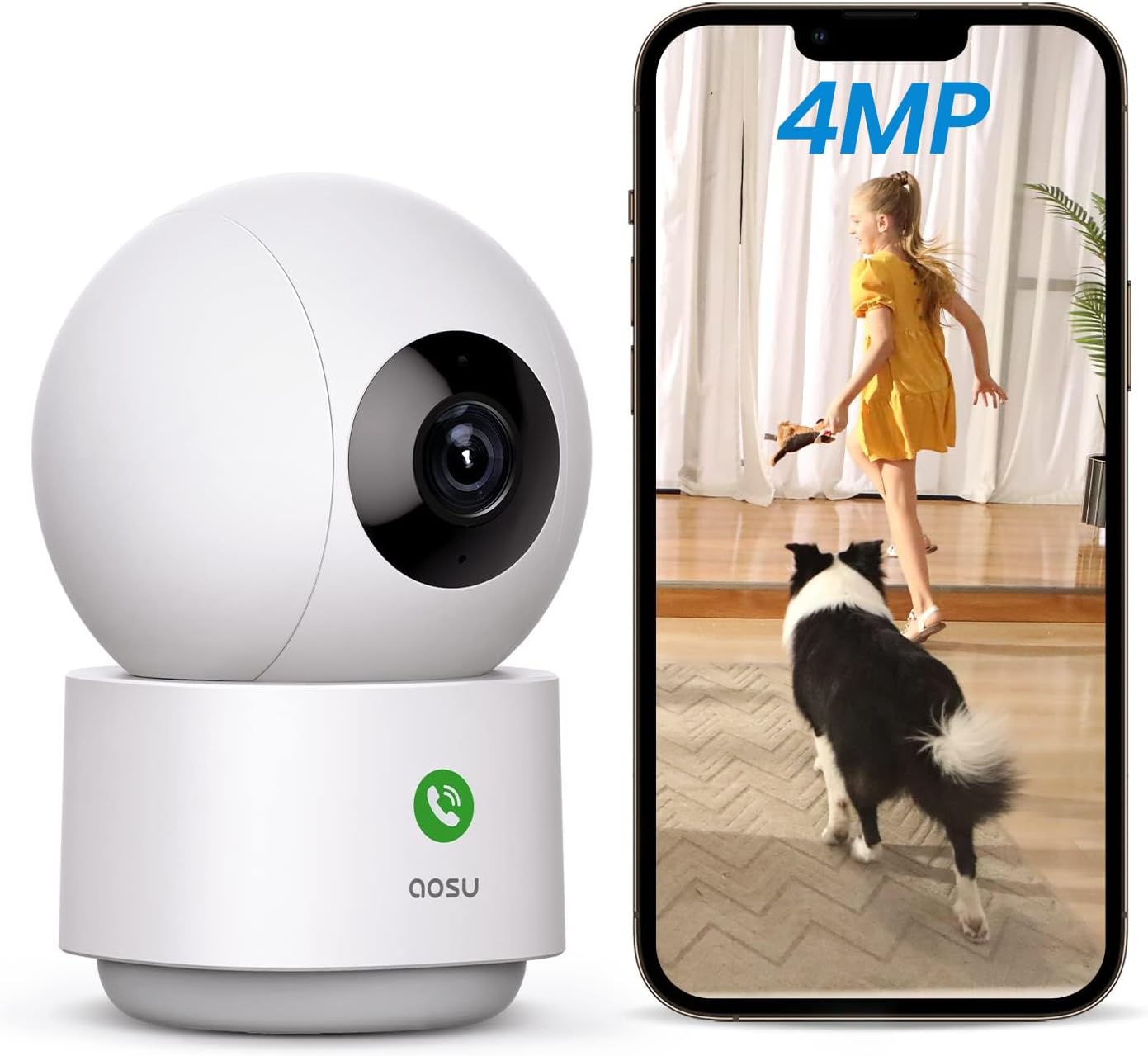 aosu 4MP 2.5K 360 5/2.4 Security Camera Indoor, Baby Monitor Pet Camera for Home Security, WiFi Camera with GHz Wi-Fi