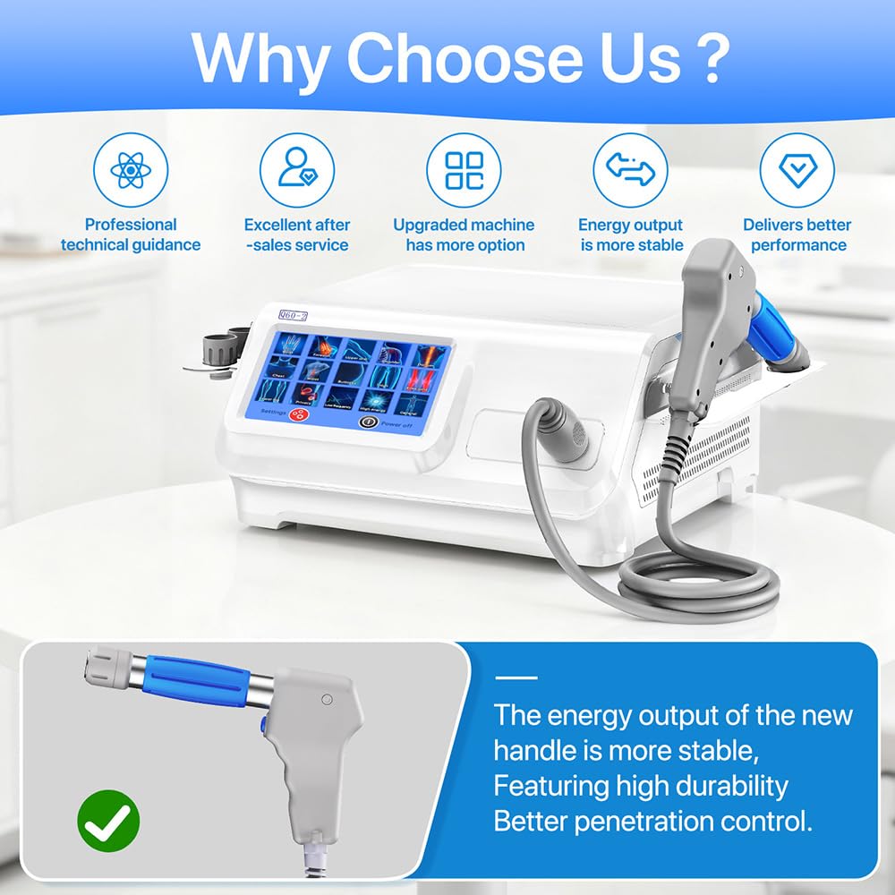 Kalecope 2026 upgraded Shockwave Therapy Machine Extracorporeal Physiotherapy Device for Pain Relief Deep Tissue Massager for Back, Elbow, Foot & Shoulder Non-Invasive, Painless, No Side Effects Q60-2