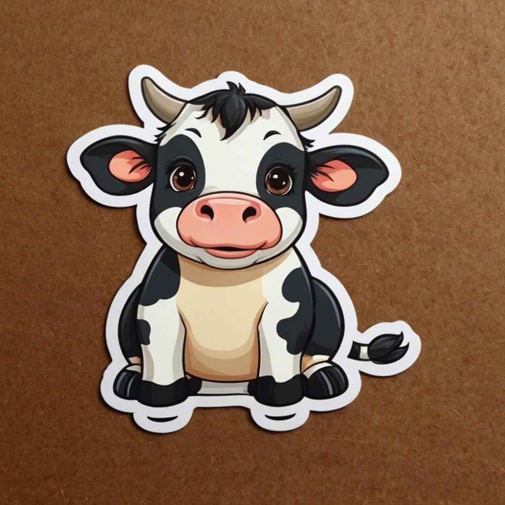 Acatalepsy Sticker 2in, 32) Cute Dairy Cow Stickers for Water Bottle Waterproof Vinyl Kawaii Animal Stickers for Laptop