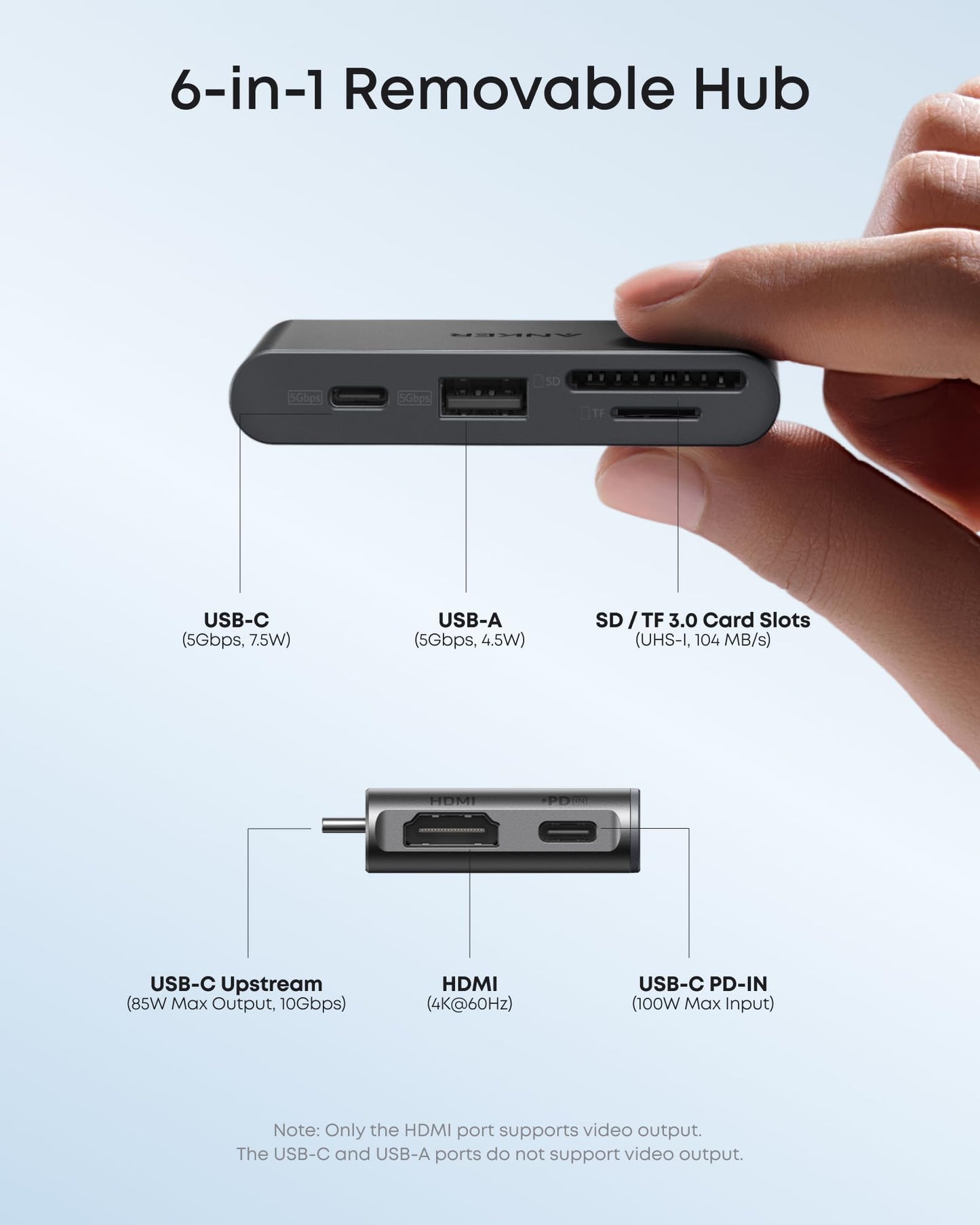 Anker Nano 13-in-1 Laptop Docking Station with Detachable 6-in-1 Hub, USB-C 3 Display Docking (2 HDMI+1 DP), 10 Gbps USB-C, 3 USB-A, Audio, SD/TF, Ethernet, 100W Max PD for Dell/Lenovo/HP Home Office