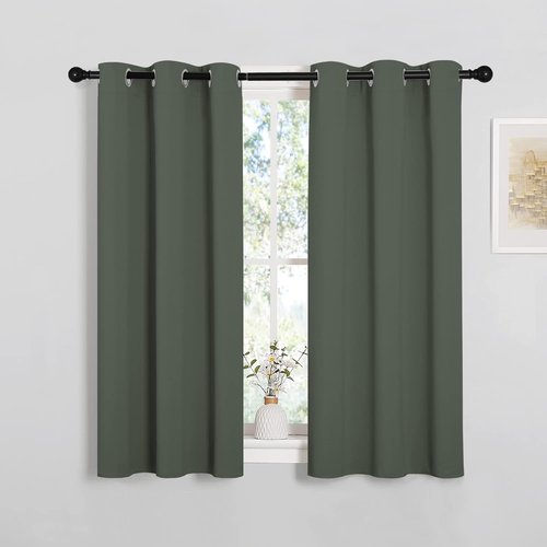 NICETOWN Blackout Curtain Panels - Dark Mallard Thermal Insulated Drapes for Bedroom | 2 Panels, W34 x L45-Inch