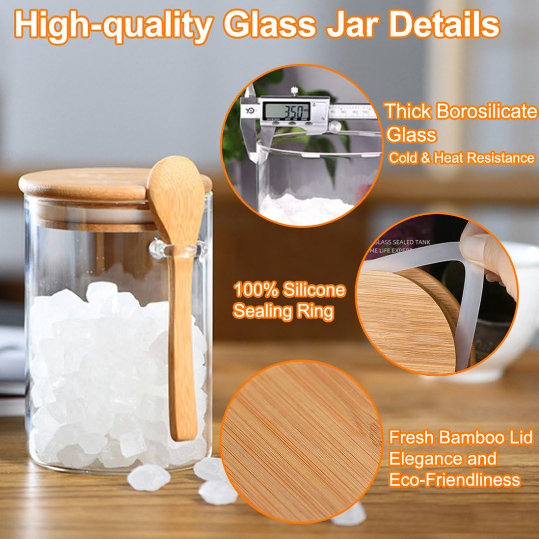 NEPIVEL 2-Pack 18.5oz Airtight Glass Meal Prep Containers with Lids – Overnight Oats Jars for Coffee, Nuts, Candy, Chia Seed Sugar & Pudding | Leakproof Borosilicate Glass Food Storage Jars