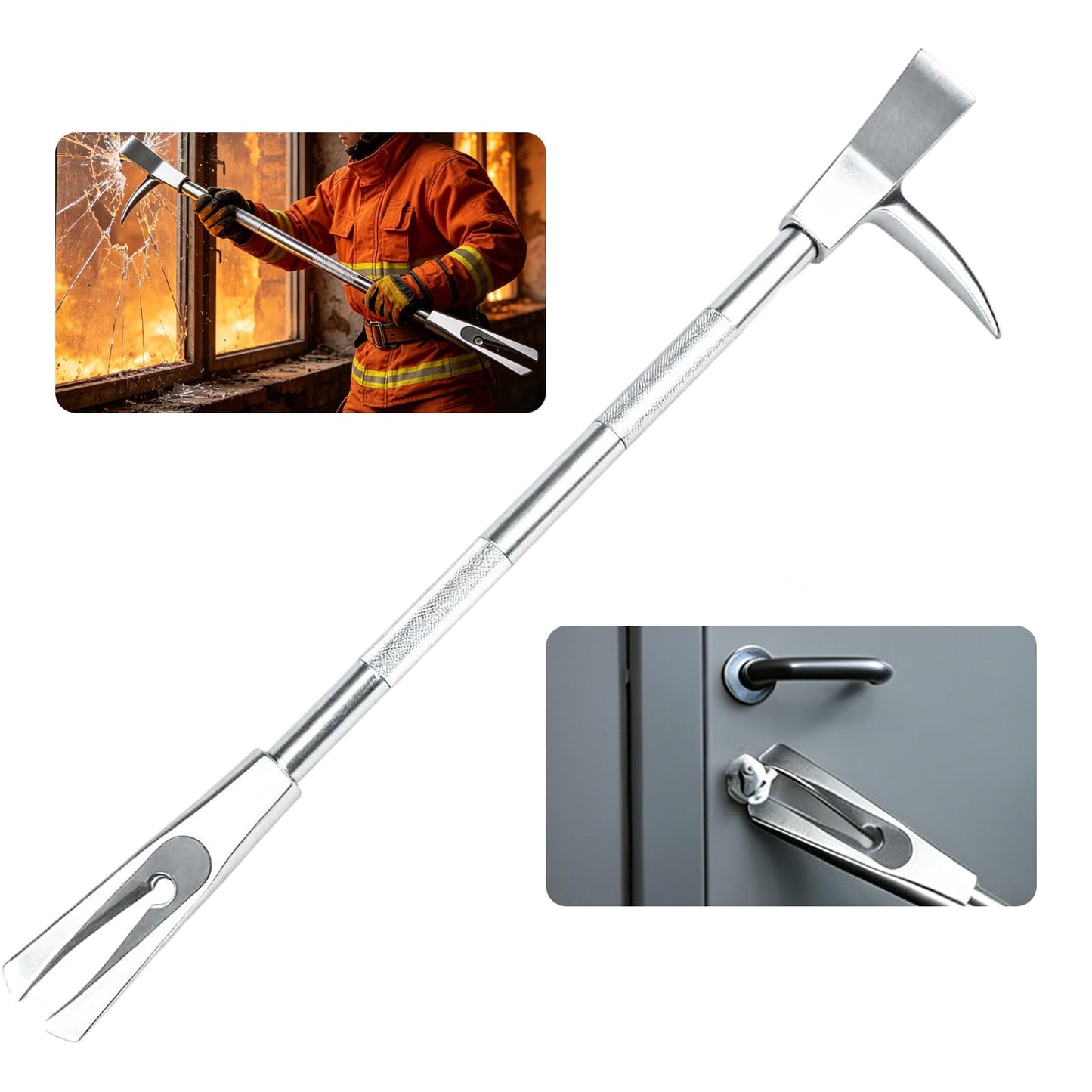 30" Halligan Bar, Heat Treated Forged Carbon Steel Halligan Tool, Galvanized Rustproof One-Piece Construction for Fire Rescue, Emergency, Outdoor Use, Home Safety and Construction Work