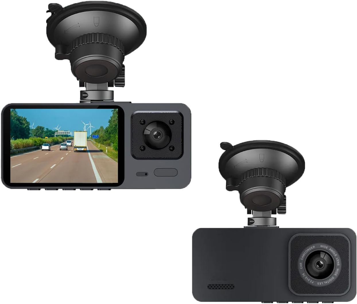 X W EI UNION 2K 1080P 2 Inch Dash Camera Front and Inside Dash Cam for Car Security Video Recorder with Audio Plug