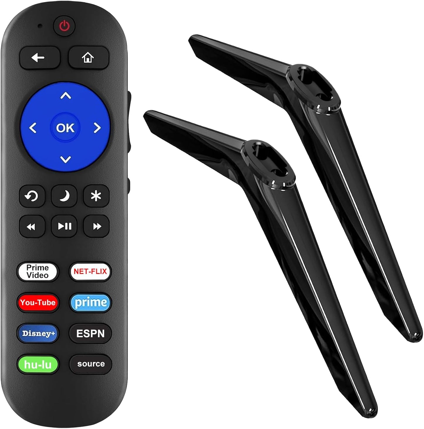 Yimaut 28" 32" 40" 43" 49" 50" 55" Base Stand and Remote Control Compatible with All TCL Roku TV & Players, Stand Legs