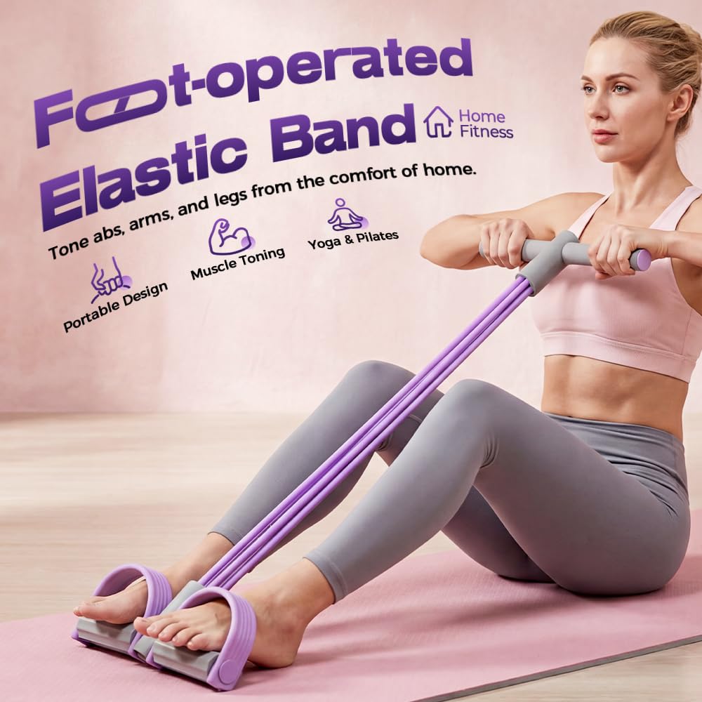 Multifunction Pedal Resistance Band, Pedal Resistance Bands with Handles - 2026 New Elastic Rubber Exercise Band for Full Body Workout, Arm, Leg (Blue)