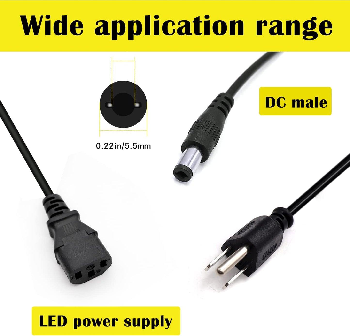 Tnuocke 3-Prong Adapter,12V 5A 100V-240V 8-Way Security Camera Power Camera Power Adapter Power Splitter Cable
