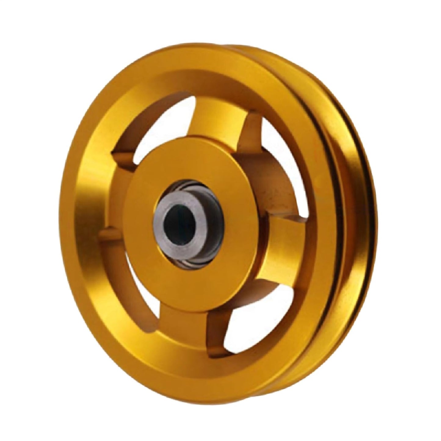 Gueiddi Aluminum Pulley for Home Gym, Load Capacity Sealed Bearing Pulley System, Quiet & Smooth Replacement Gym Pulley Wheel for Cable Machine, LAT Pulldown, Weight Equipment (1, Gold, 114-115mm)