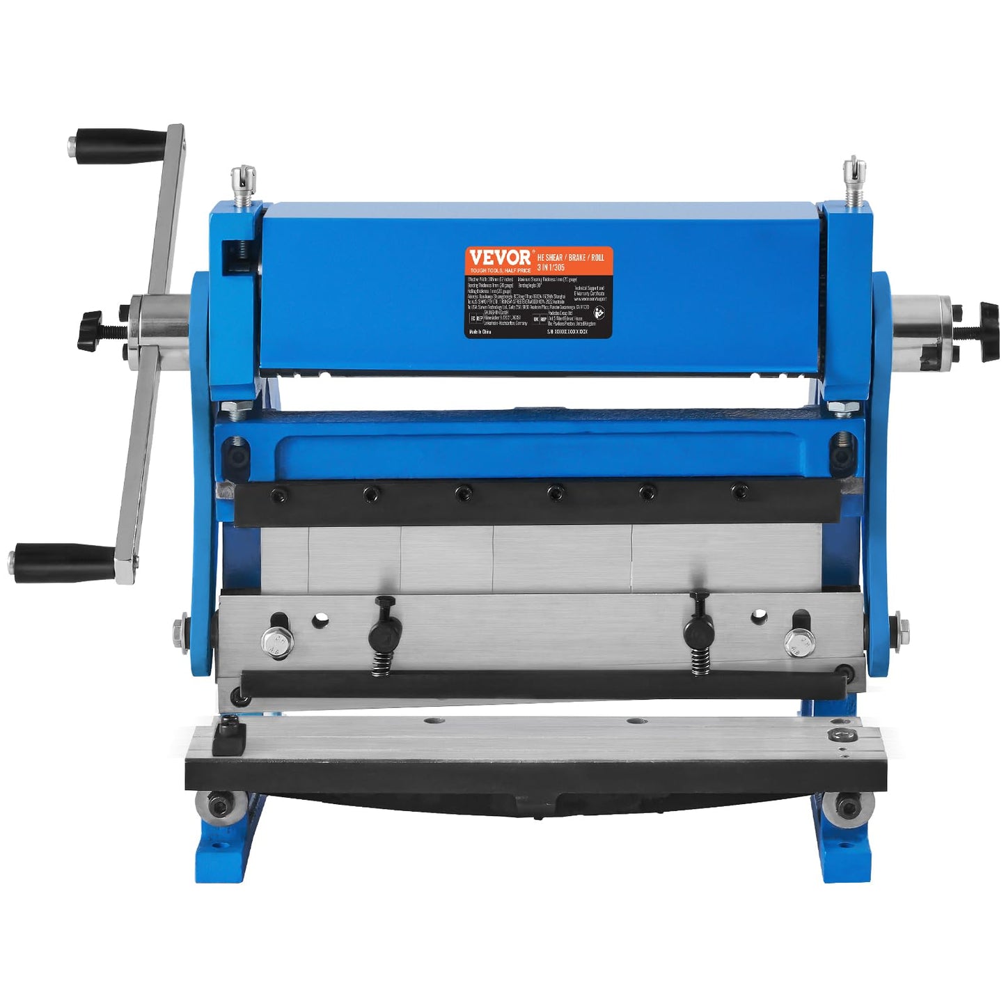 VEVOR Sheet Metal Brake, 12-inch, 3-In-1 Combination Shear Brake Roll Machine, 20-Gauge Capacity Shear Press Brake with 90° Max Bending Angle, Shears and Slip Roll Machine for Shear Bending Rolling