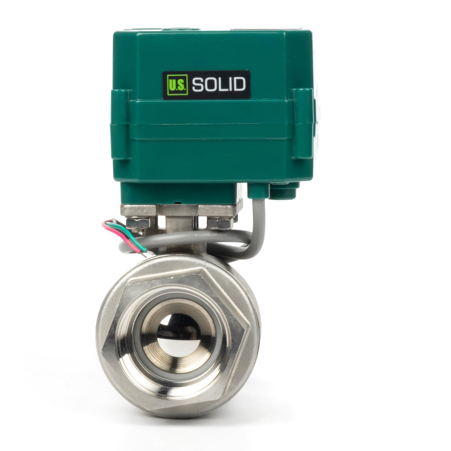 U.S. Solid 1-1/2” Motorized Ball Valve - NSF Certified 304SS Electric Ball Valve with Full Port, 9-24V AC/DC, 2-wire Auto Return, Normally Closed