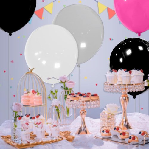 Big Balloons 32-Pack - 18-Inch Round Black Latex Party Balloons for Birthday & Wedding Decor