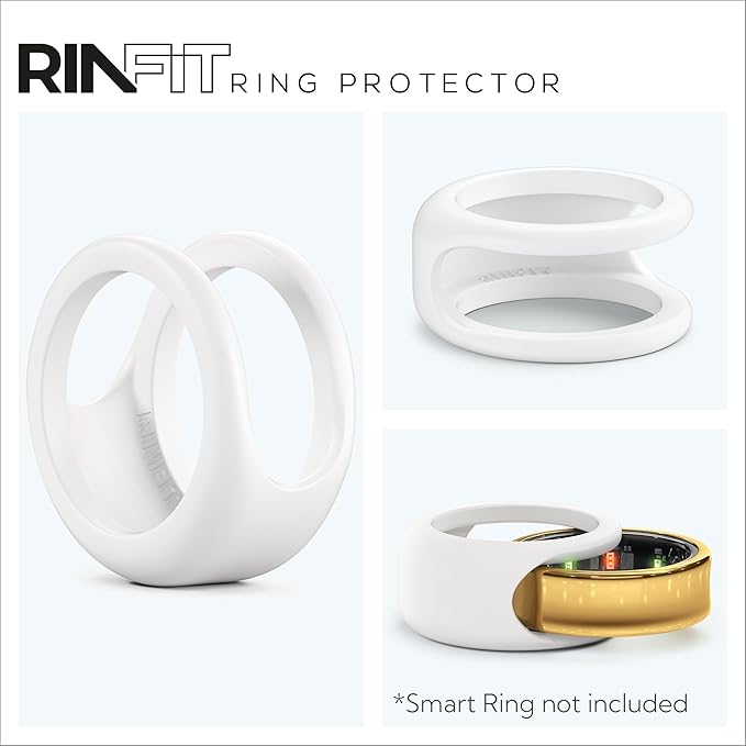 Rinfit Smart Ring Protector - Silicone Ring Enhancer for Active Lifestyle and Gym - StyleFit U.S. Design Patent - White, Size 13