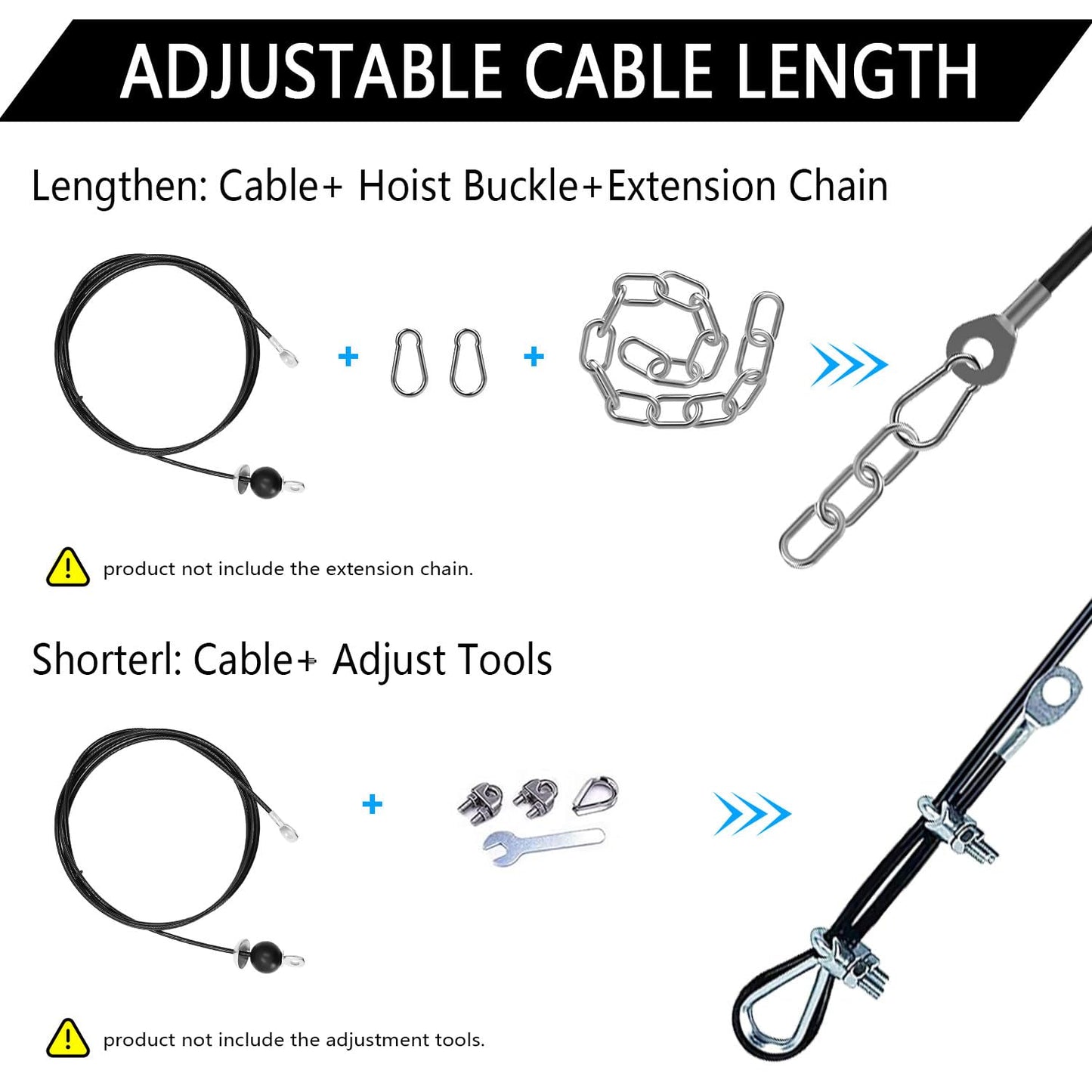 Taeku Fitness Pulley Cable, Heavy-Duty 6mm Steel Wire Rope for Home Gym, Adjustable Replacement Cable for Weightlifting, LAT Pulldown, and Cable Machine Accessories (78in)