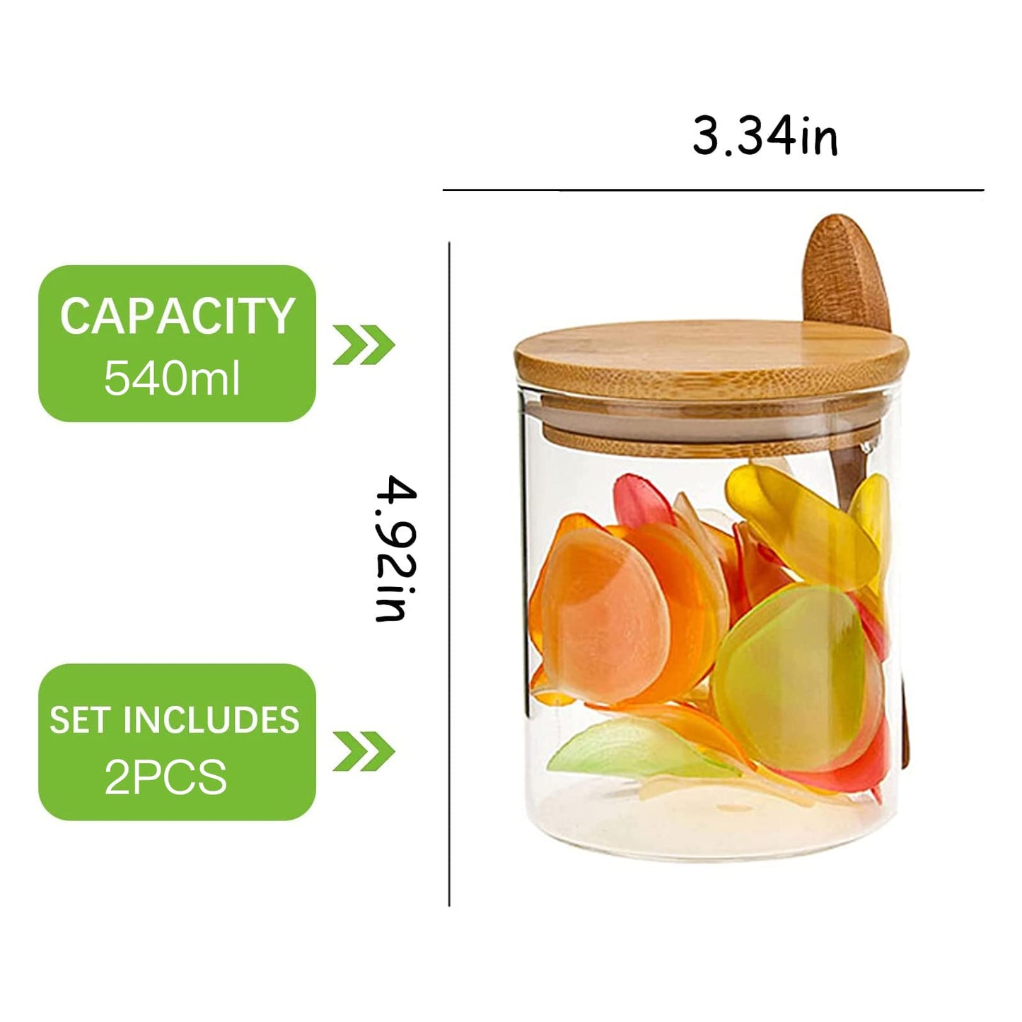 NEPIVEL 2-Pack 18.5oz Airtight Glass Meal Prep Containers with Lids – Overnight Oats Jars for Coffee, Nuts, Candy, Chia Seed Sugar & Pudding | Leakproof Borosilicate Glass Food Storage Jars