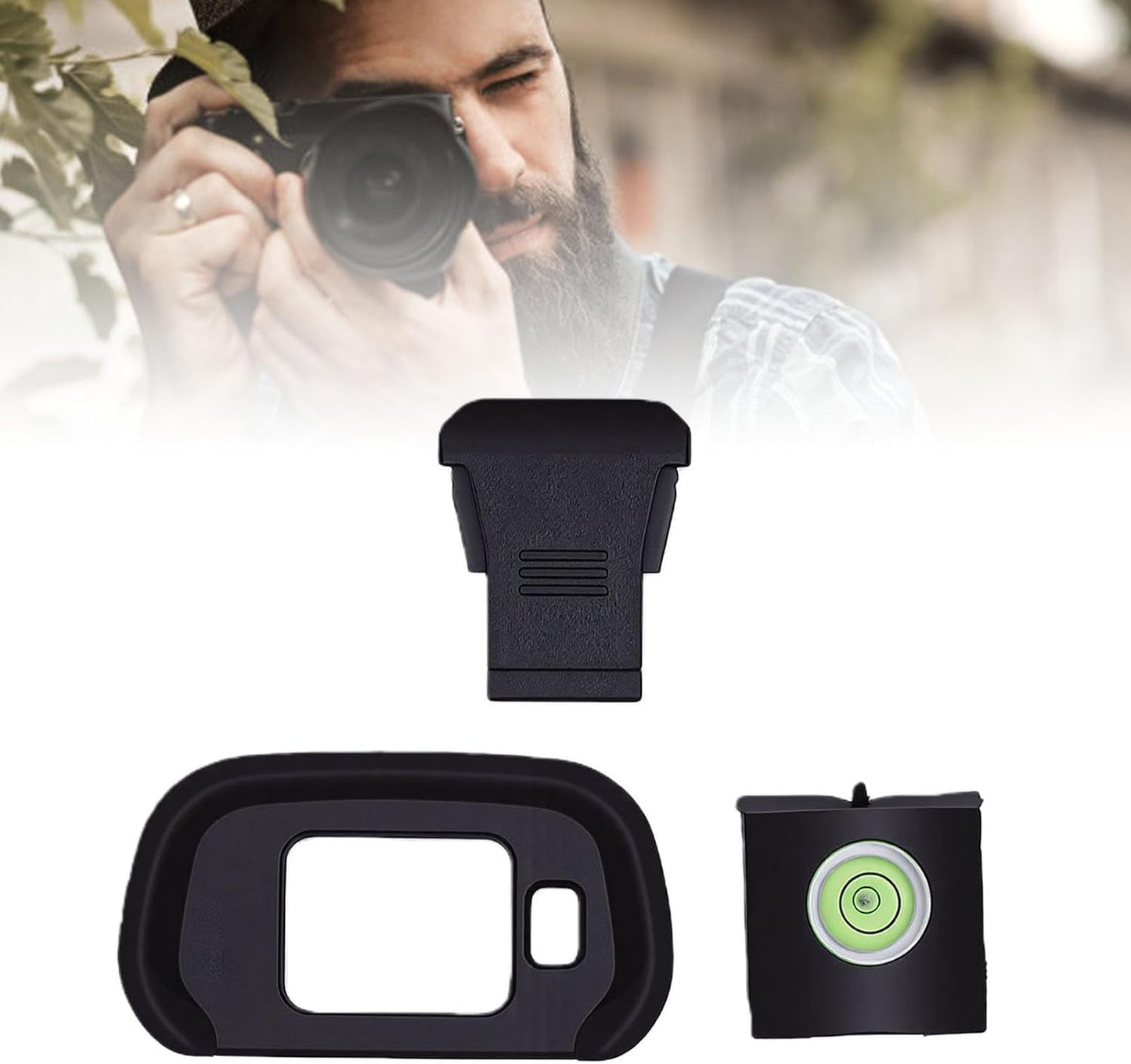 R7, Zopsc Eyecup and Hot Shoe Cover Kit for Soft Silicone Viewfinder Eyepiece with Bubble Spirit Level, Camera