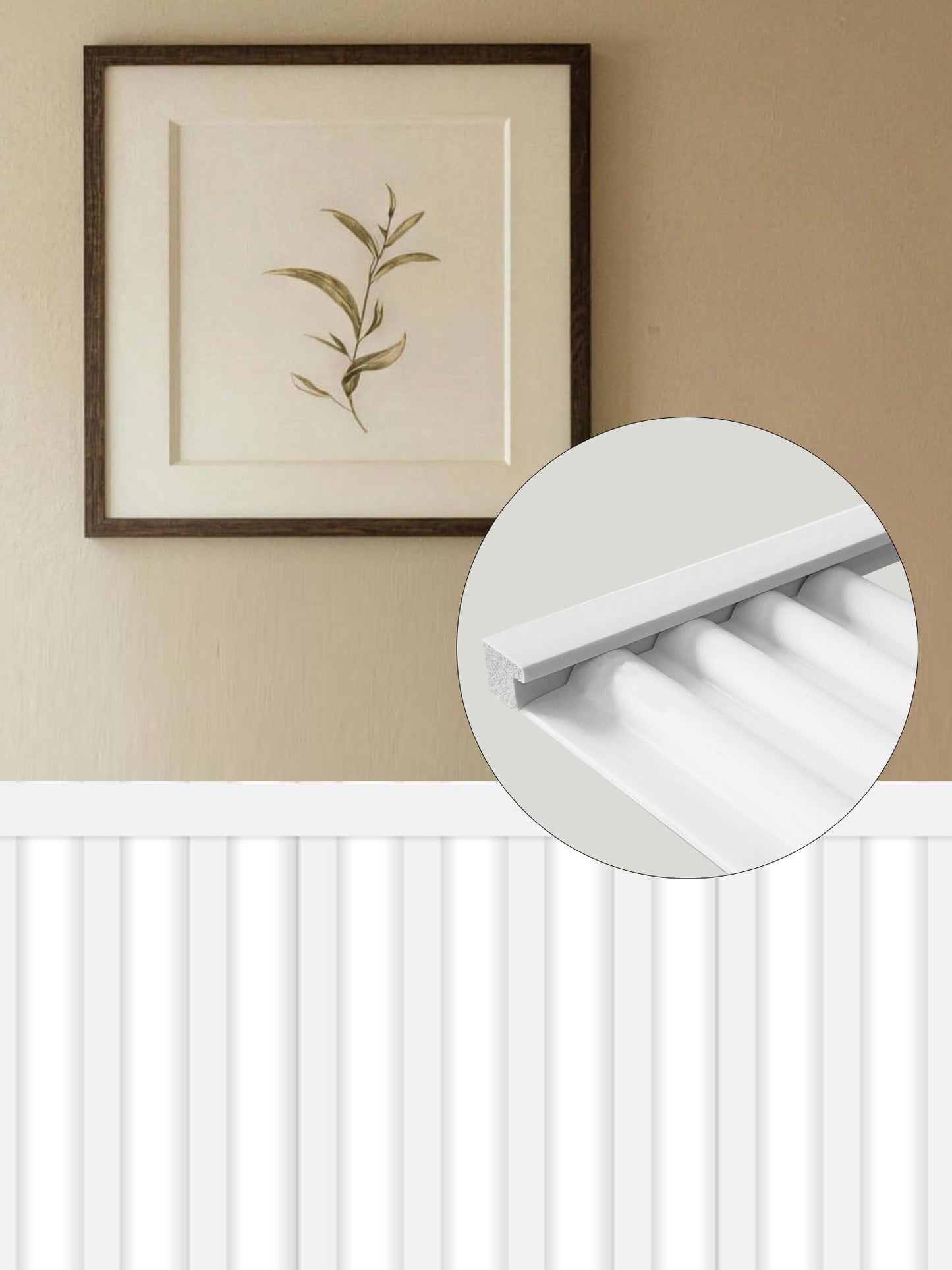 Upick Wainscoting Panels Beadboard, Paintable PS Wall Paneling for Accent Wall 59" x 40", White