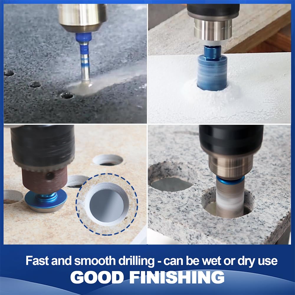 Diamond Core Drill Bit Set - BRSCHNITT Diamond Hole Saw Kit for Porcelain Tile Ceramic Marble Granite Drilling,Triangle Shank Drill（6+6/8/10/20/25/35/50/75/100mm&20finger bit&50chamfer bit）.