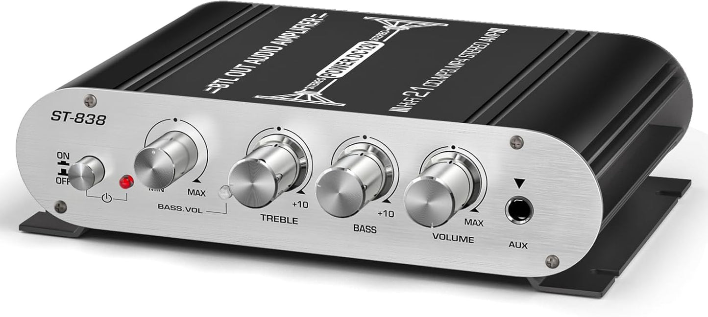 Facmogu ST-838 2.1 20Wx2+40W 80W Channel HiFi Stereo Subwoofer Amplifier, RMS Mini Digital Audio Power Amplifier