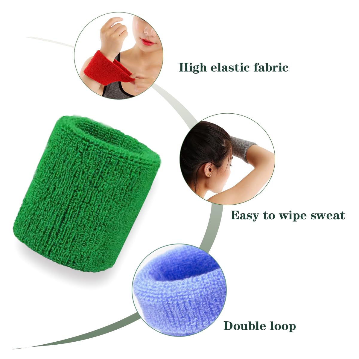 EAEDMY 12PCS Cotton Sports Wristbands Sweatbands for Men & Women, Absorb Sweat Wrist Bands Sweat Bands for Tennis Basketball Football Running Working Out (12PCS)