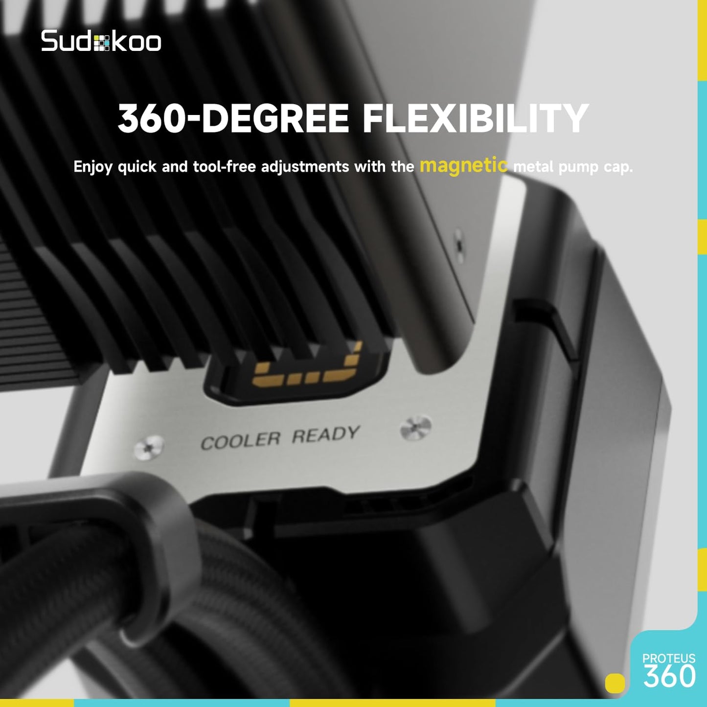 Sudokoo Proteus 360 Liquid CPU Cooler: 360mm AIO LCD CPU Cooler with Customizable 3.4" Digital Display - Water Cooling with 30mm Thick Fans for Intel LGA 1851/1700/1200/115X AMD AM5/AM4