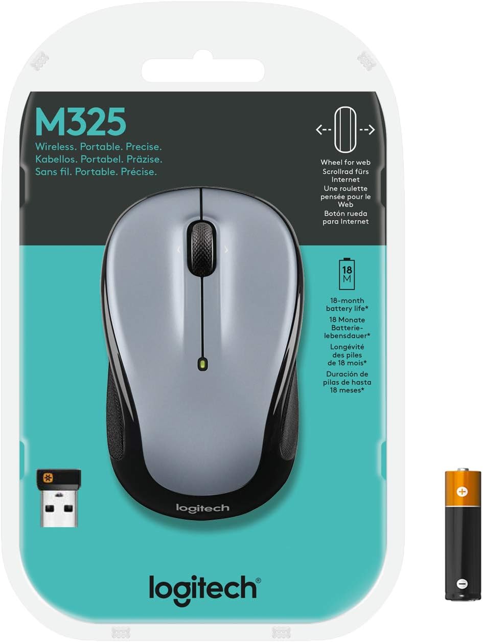 Logitech M325 Wireless Mouse with Designed-For-Web Scrolling - Light Silver