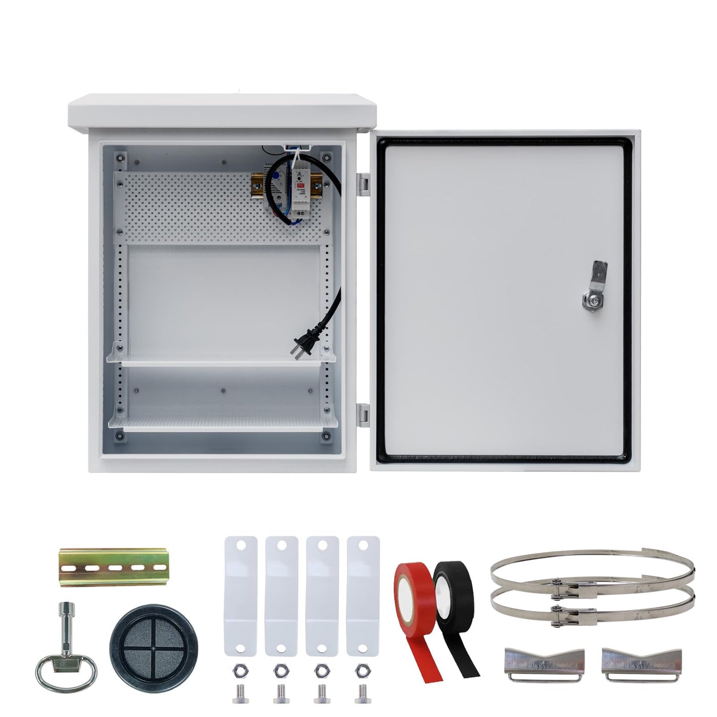Outdoor Enclosure Electrical Weatherproof Box - 19.7x15.7x7.9 Outdoor Network Cabinet Enclosure with Cooling Fan and Thermostat Kit, Wall/Pole Mount(500x400x200mm)