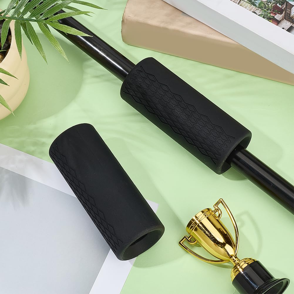 GORGECRAFT 2Pcs Black Dumbbell Grip High Density Silicone Non Slip Hand Pressure Relief Arm Blaster Adapter Thick Dumbbell Clutch Bar Grip Tool for Weightlifting Muscle Building Strength Training