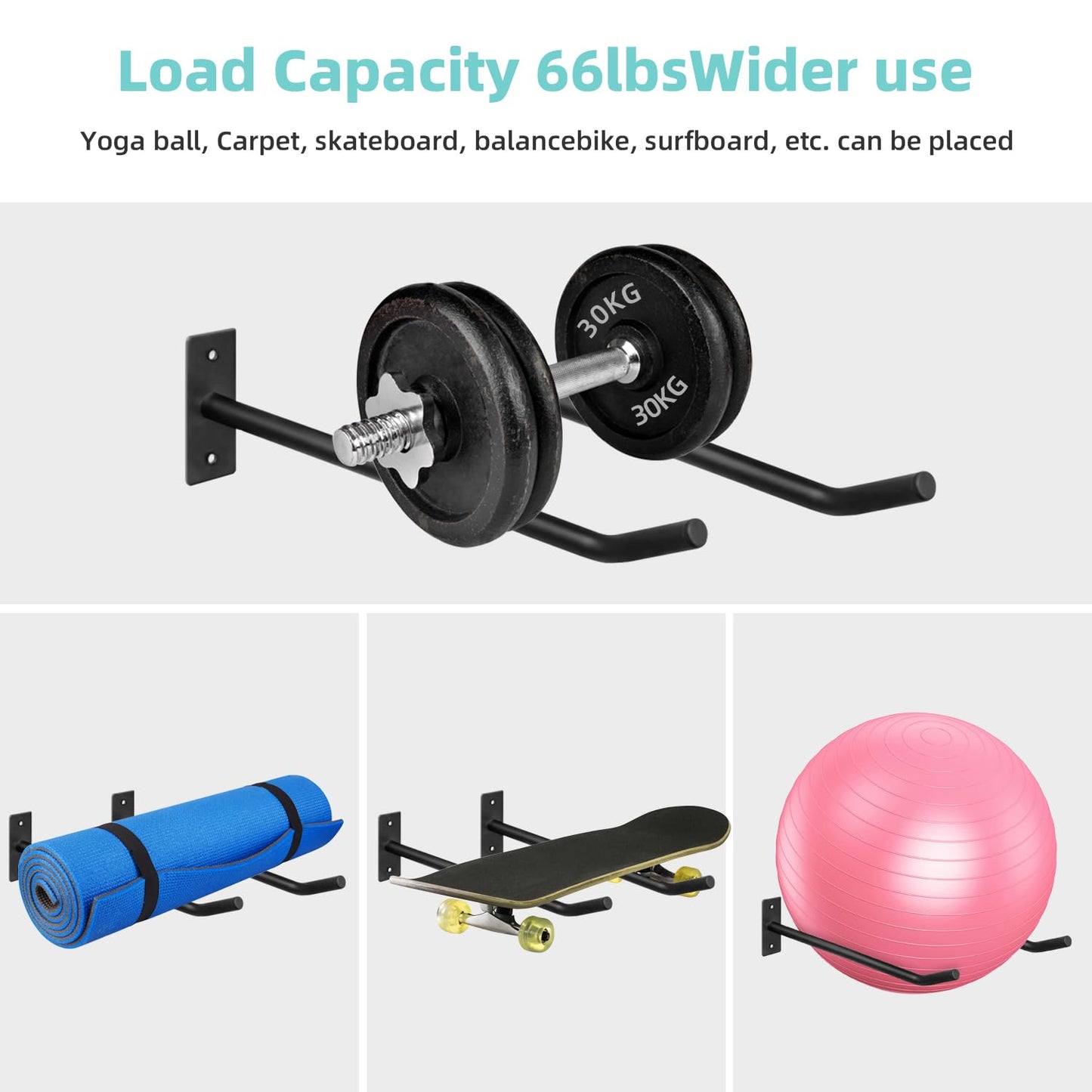 HZSSLKM Metal Exercise Ball Holder Wall Mount(Set of 2),Black Yoga Ball Stand Holder,Stability Ball Holder for Yoga Balls in Home Gym or Studio