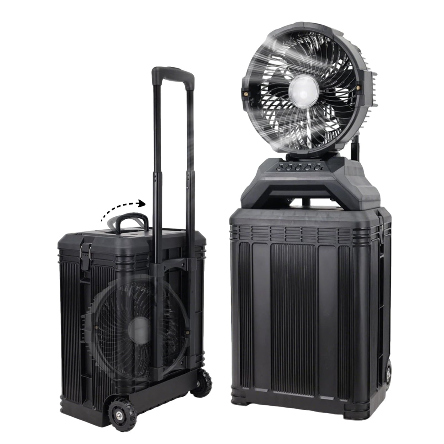ZMLBTF Portable Misting Fan, 30L Water Tank Rolling Mist Fan, 30000mAh Rechargeable Outdoor Cooling Fan with Remote, 4 Speeds, 90° Oscillation, for Patio, Camping, Sports, Outside & Travel (Black)