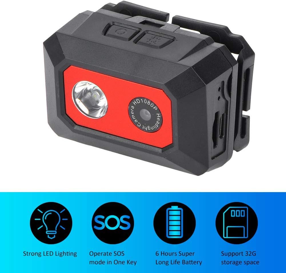 VBESTLIFE F18 1080P Night Vision Head-Mounted Sports Camera with LED Light for Outdoor Sports Traveling