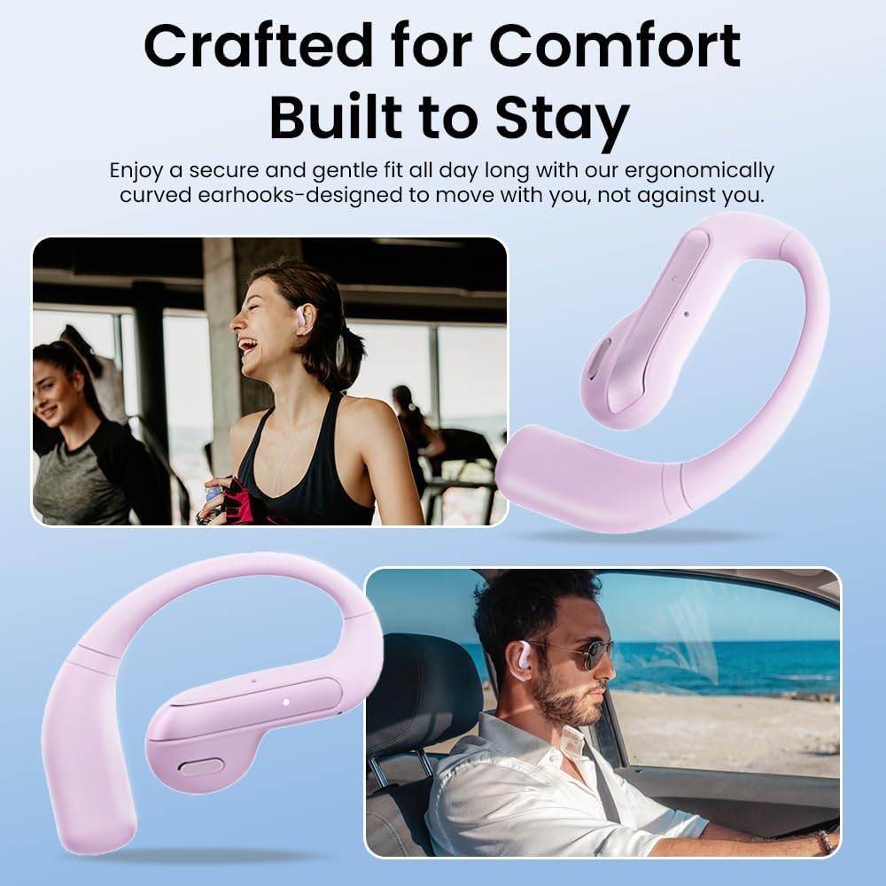 5.3 58H IPX7 Piluyaa Open Ear Bluetooth Earbuds, Wireless Headphones Sport Over Earphones Built-in Mic with Ear Hooks