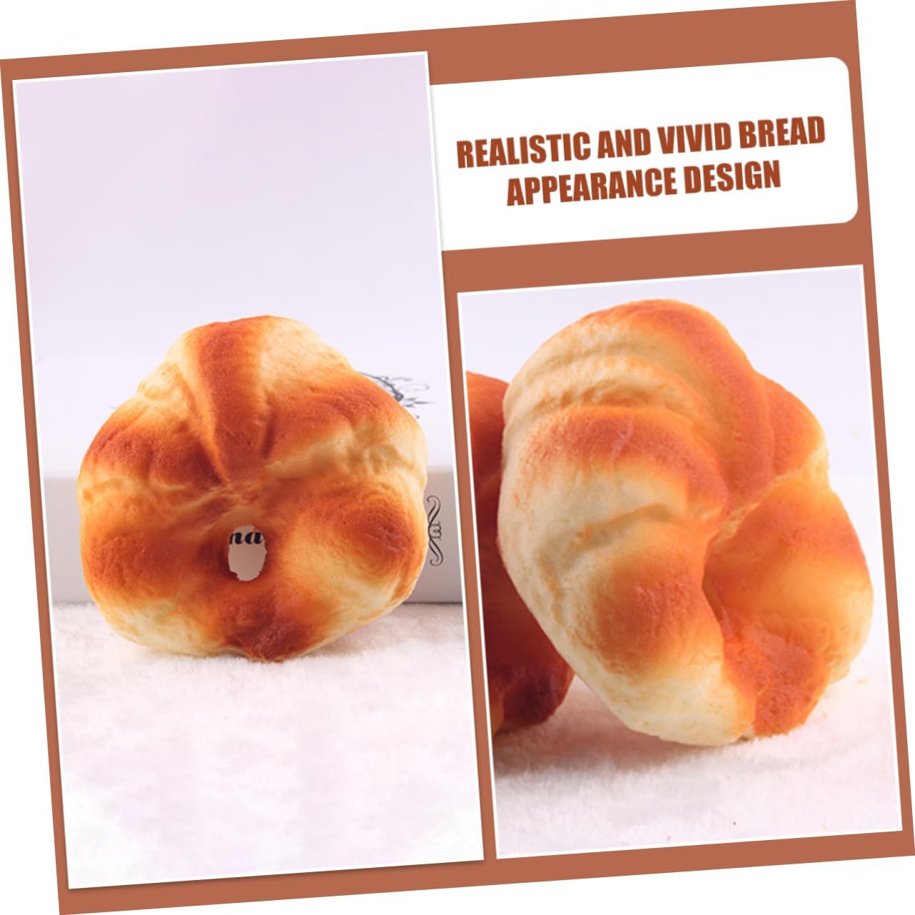 2pcs ERINGOGO Simulation Bread Model Artificial Bread Decor for Photography Bakery Display and Home Decor Lifelike PU