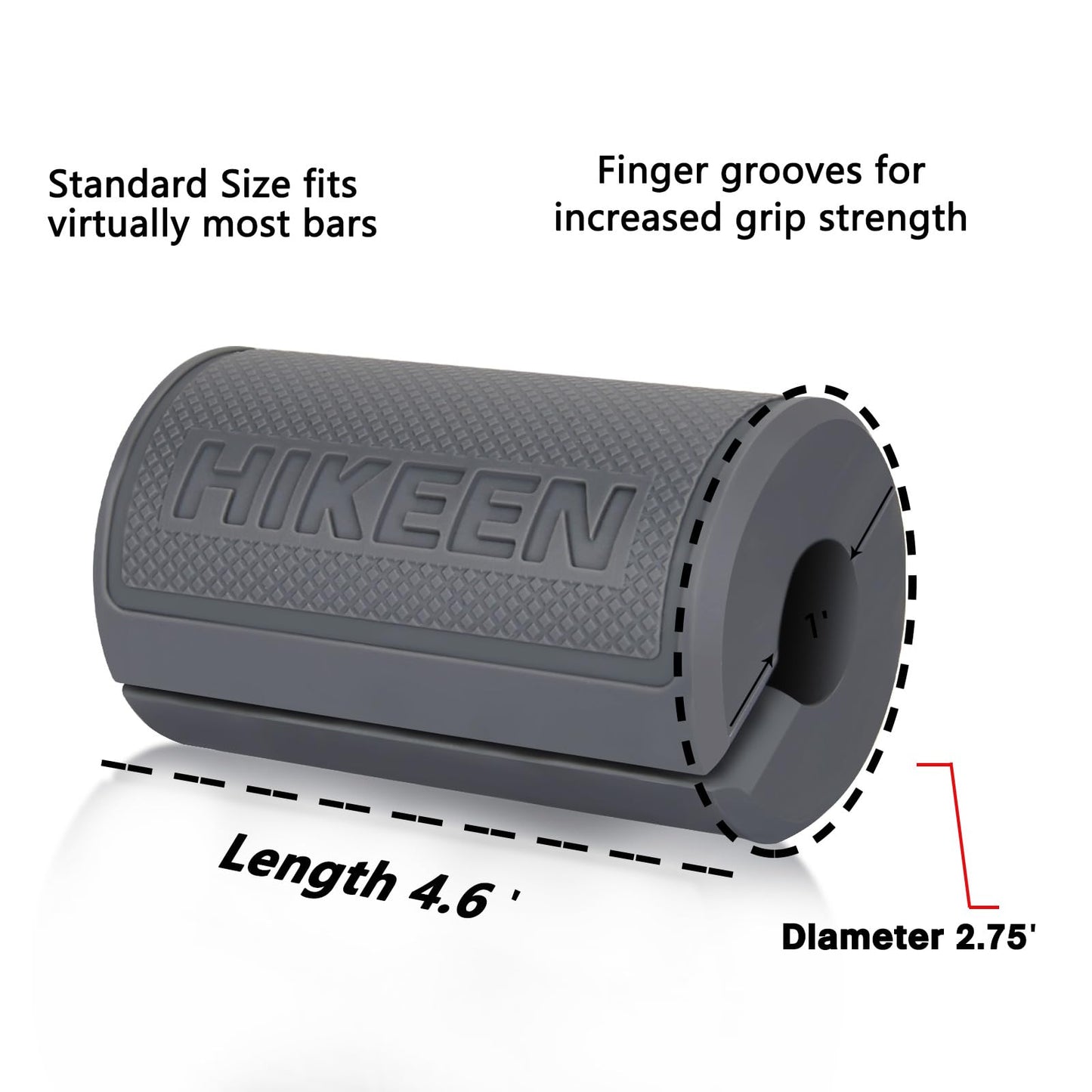 Hikeen Thick Bar Dumbbell Grips, Non Slip Hard Rubber Barbell Grips for Weight Lifting, Muscle Building - 2.75" Outer Diameter